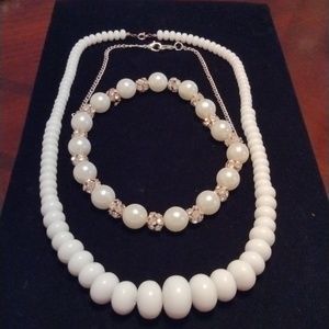 Set of 2 vintage beaded and rhinestone necklaces